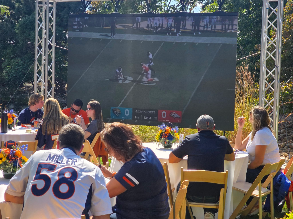 LED video wall on truss at an outdoor concert