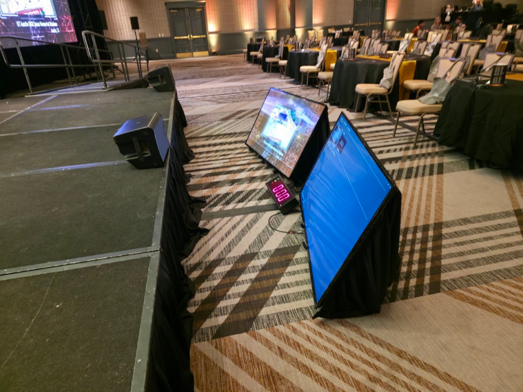 Stage edge with two confidence monitors